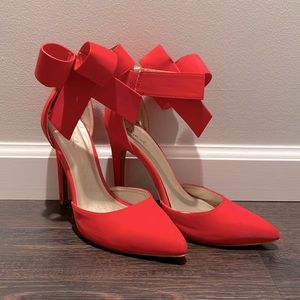 Qupid Bright Red Holiday Heels